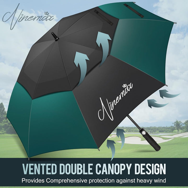NINEMAX Golf Regenschirm Gross Sturmfest XL/XXL, Grosser Regenschirm Sturmfest Stabil, Golfschirm Gr