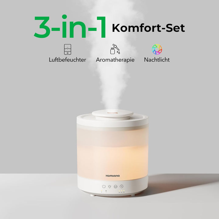 Homvana Luftbefeuchter für Schlafzimmer, 1,8 l Top-Fill Kühlnebel Luftbefeuchter für Baby Kinderzimm
