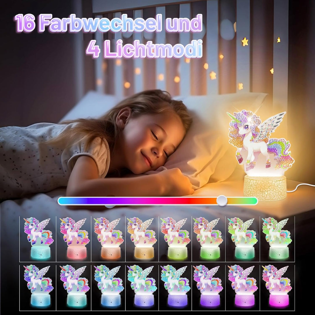 Osikay Einhorn Geschenke für Mädchen 5+ Jahre: Diamond Painting Nachtlicht Bastelset Kinder - Coole