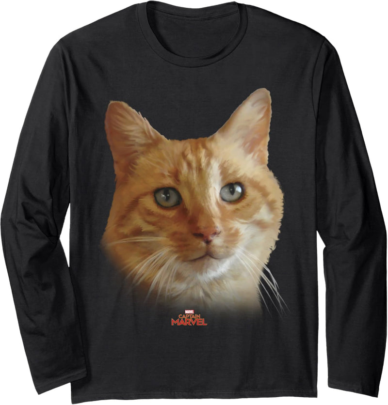 Marvel Captain Marvel Goose Cat Face Portrait Langarmshirt