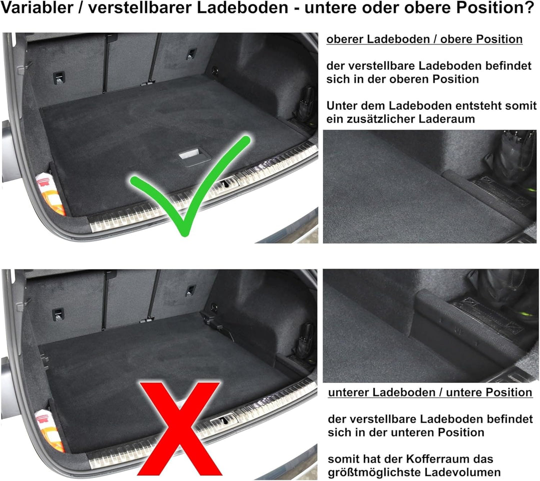 AD Tuning Gummi Kofferraumwanne für VW Golf 7 Variant (2013-, oberer Ladeboden) – Passgenaue Antirut
