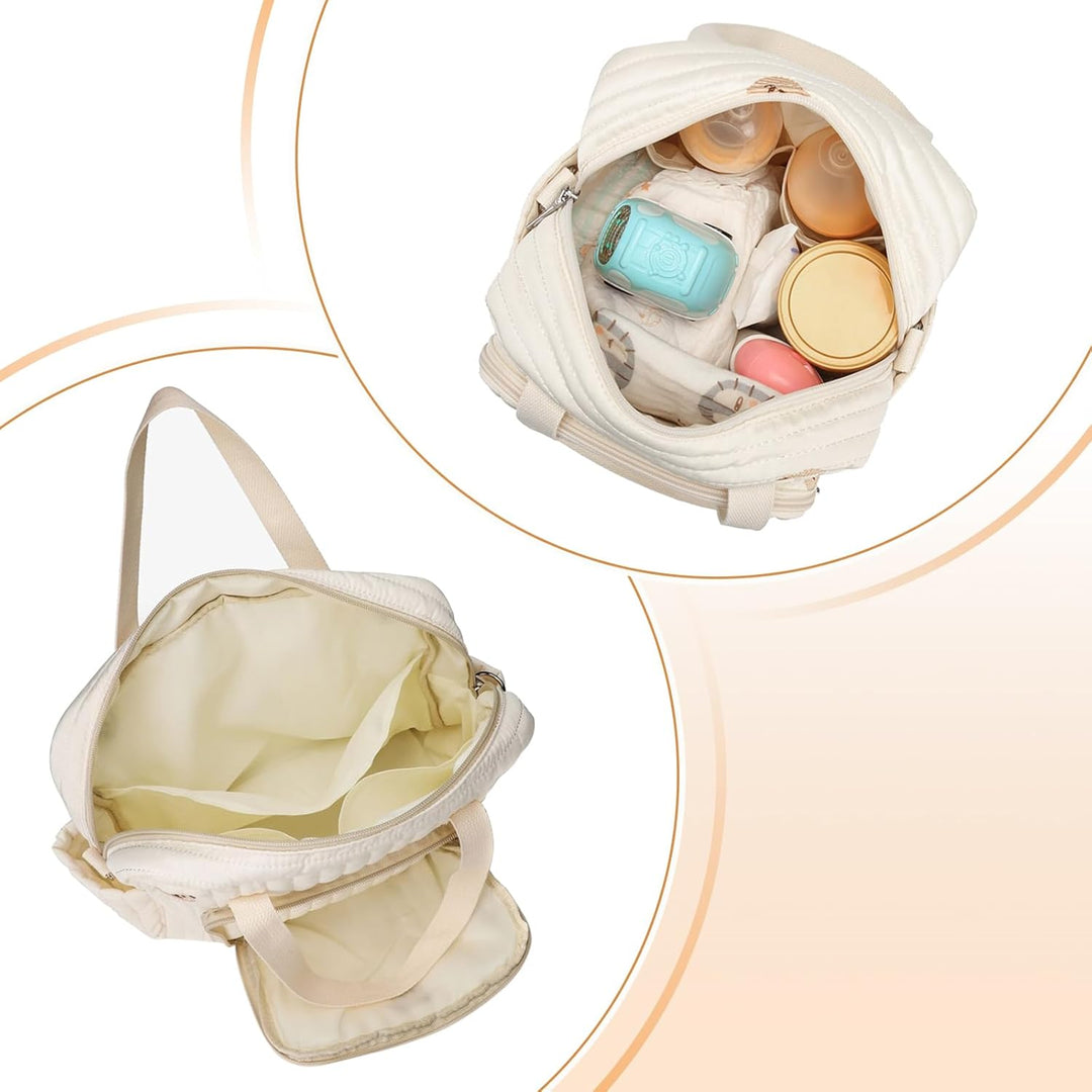 Wickeltasche für Neugeborene, Grosse Krankenhaustasche für Mamas, Mommy Bag aus Baumwolle mit Sticke