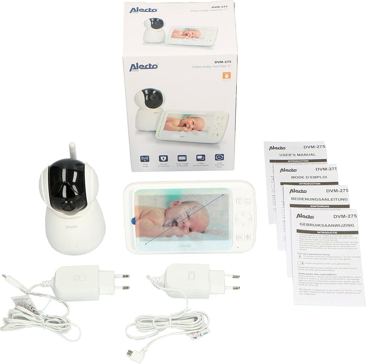 Alecto DVM-275 Digitale Babyphone, mit steuerbarer Kamera, hohe Reichweite von bis zu 300 Meter, 12.