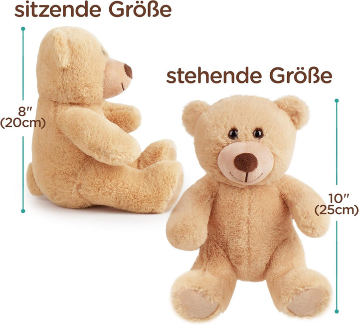 LotFancy Teddybär Kuscheltier 20cm, Kleines Stofftier Teddy, Braun | Süsses Plüschtier Teddy Bär, Br