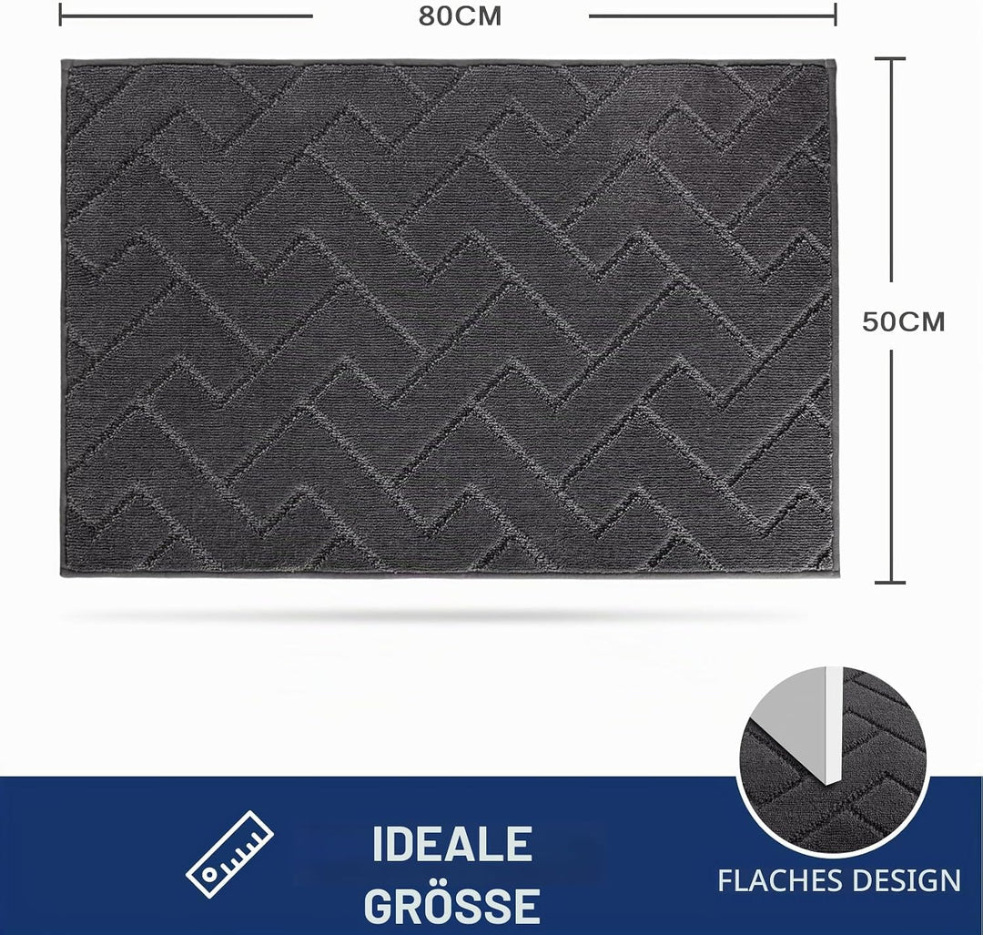 FCSDETAIL Schmutzfangmatte Innen 50 x 80 cm, rutschfeste Fussmatte, waschbar Sauberlaufmatte, absorb