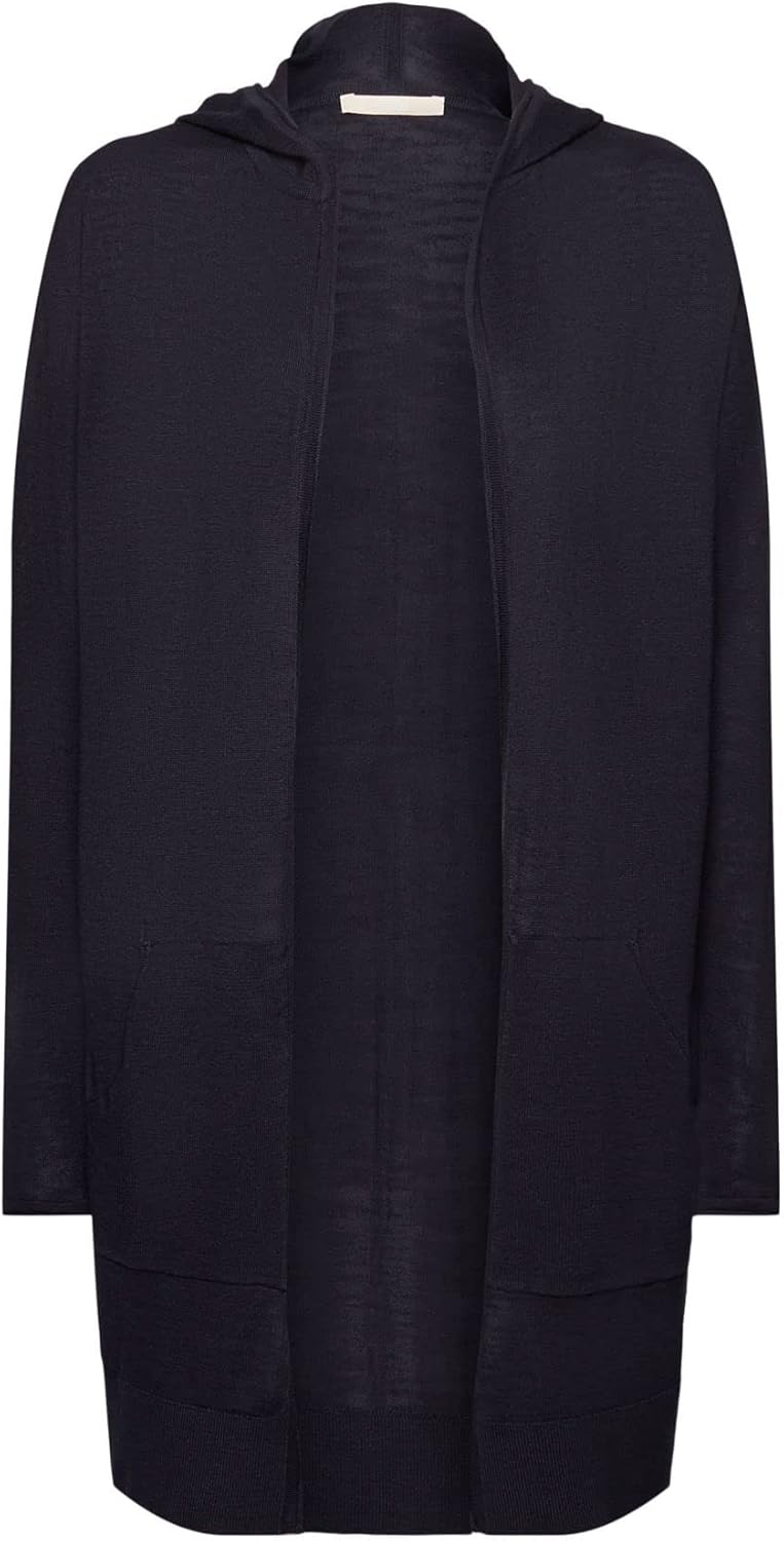 edc by Esprit Strickcardigan aus Reiner Baumwolle mit Kapuze XS 400/Navy, XS 400/Navy
