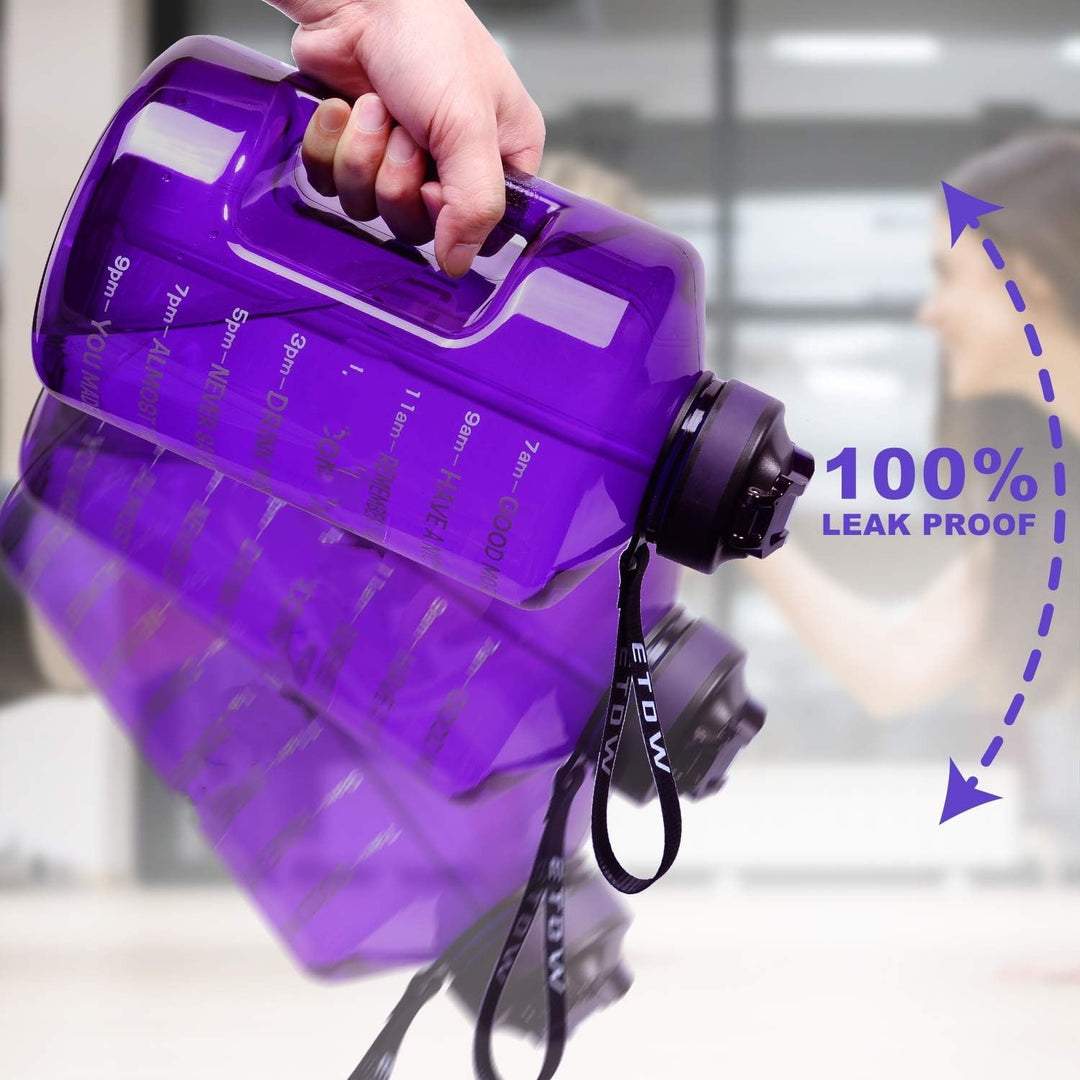 3,78 Liter Trinkflasche Sport mit Zeitangaben und Strohhalme, 3,78L Gross Sportflasche BPA Frei, Aut