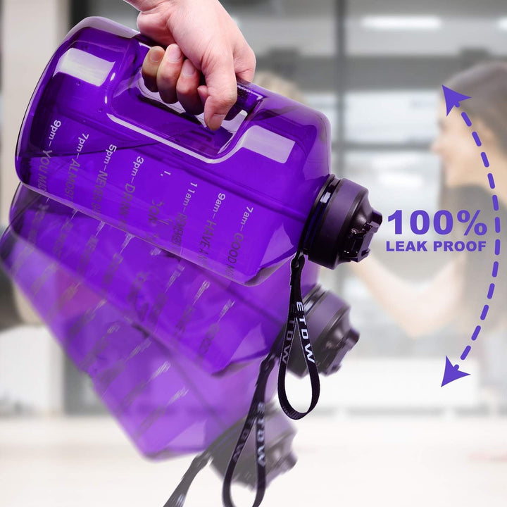 3,78 Liter Trinkflasche Sport mit Zeitangaben und Strohhalme, 3,78L Gross Sportflasche BPA Frei, Aut