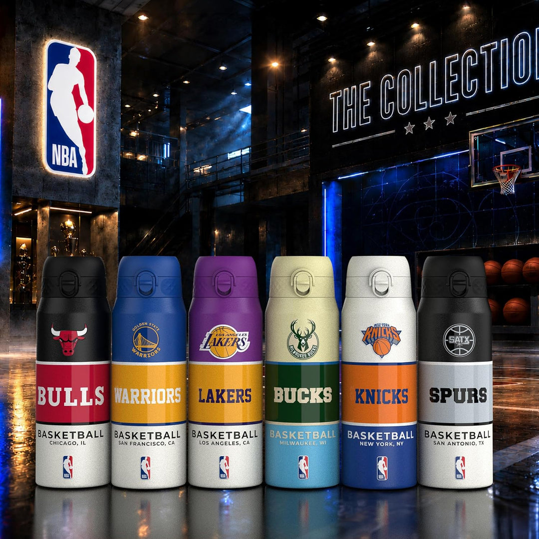 NBA Golden State Warriors Trinkflasche Mit Herausnehmbarem Strohhalm, 750ml/24oz, Auslaufsichere Iso