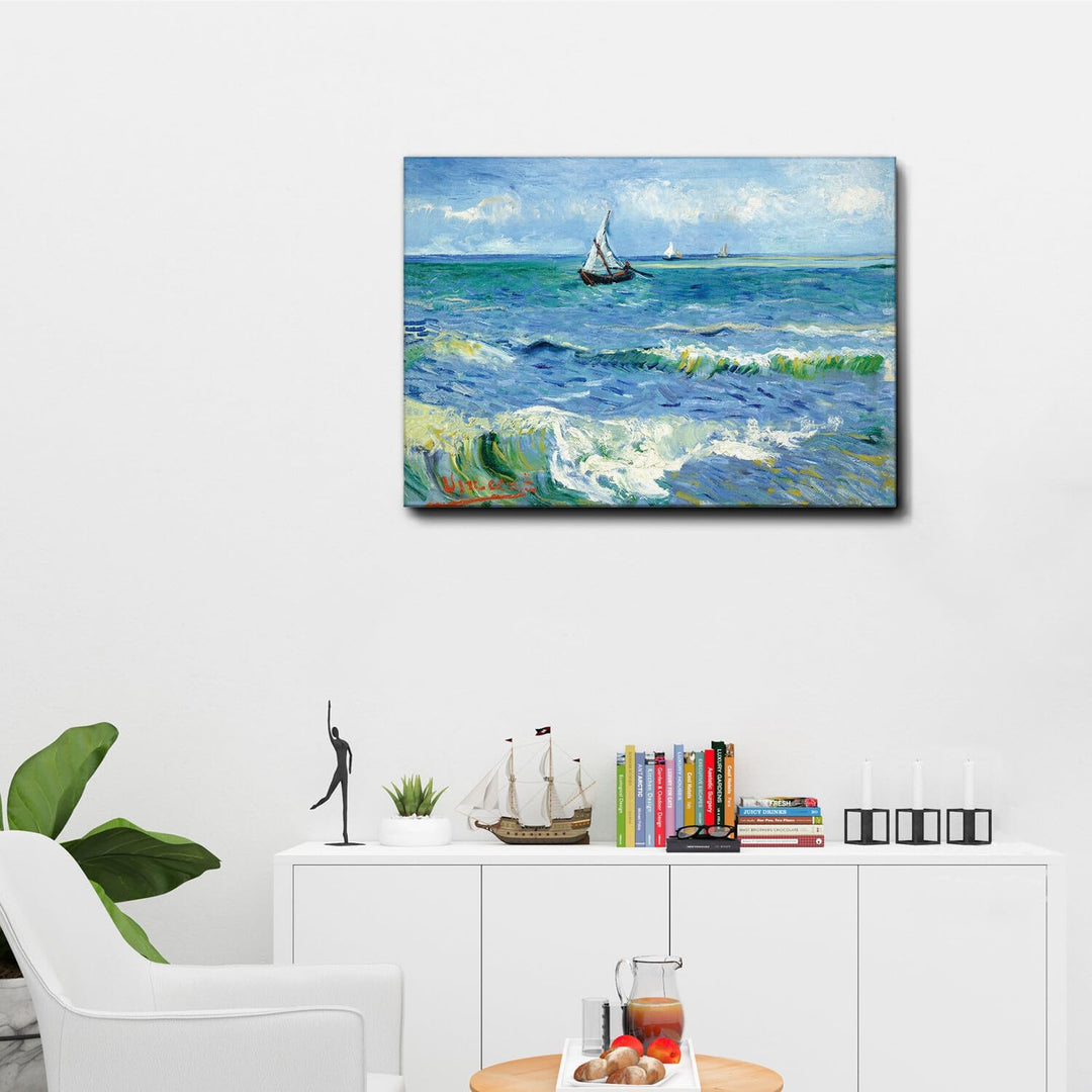 Giallobus - Gemälde - Vincent Van Gogh - Das Meer bei Les Saintes Maries - Leinwand Premium-Rahmen h