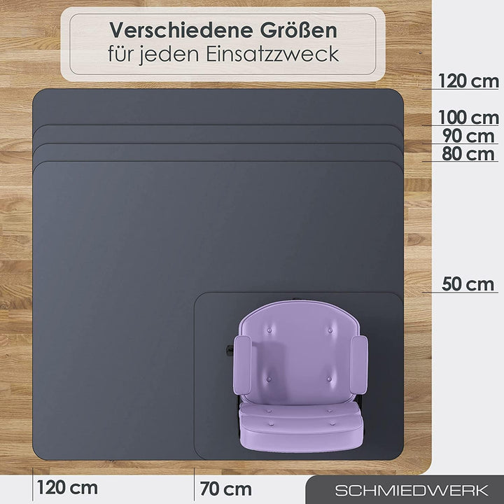 Bodenschutzmatte farbig | Bürostuhl Unterlage | Kratzfest | Made in Germany (Anthrazit, 100 x 120cm)