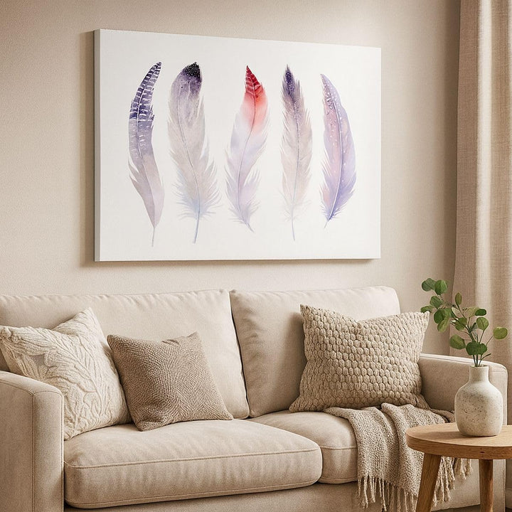 Bilder auf Leinwand 100x70cm Leinwandbild Feder Tier Vogel Komposition Gross Wanddeko Bild Schlafzim