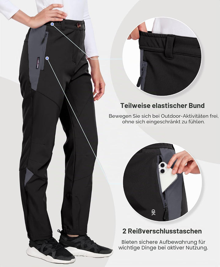 Little Donkey Andy Damen Winter Wanderhose Skihose Trekkinghose Snowboardhose, Softshell-Hose, Fleec