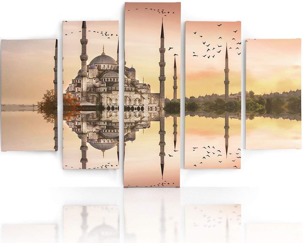 Feeby. Leinwandbild - 5 Teile - Bilder, Wand Bild, Wandbilder, Kunstdruck XXL, 5-Teilig, (BLAUE MOSC