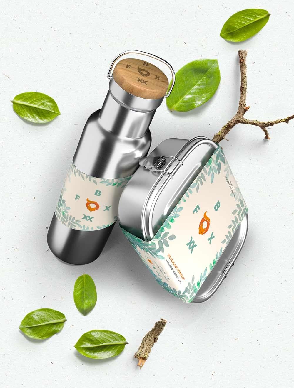 FOXBOXX Brotdose Edelstahl Premium | XL 1400ml | 2 Trenner | DualCham Dichtung & Smart Clips | Ausla