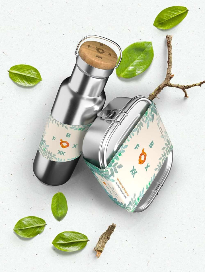 FOXBOXX Brotdose Edelstahl Premium | XL 1400ml | 2 Trenner | DualCham Dichtung & Smart Clips | Ausla