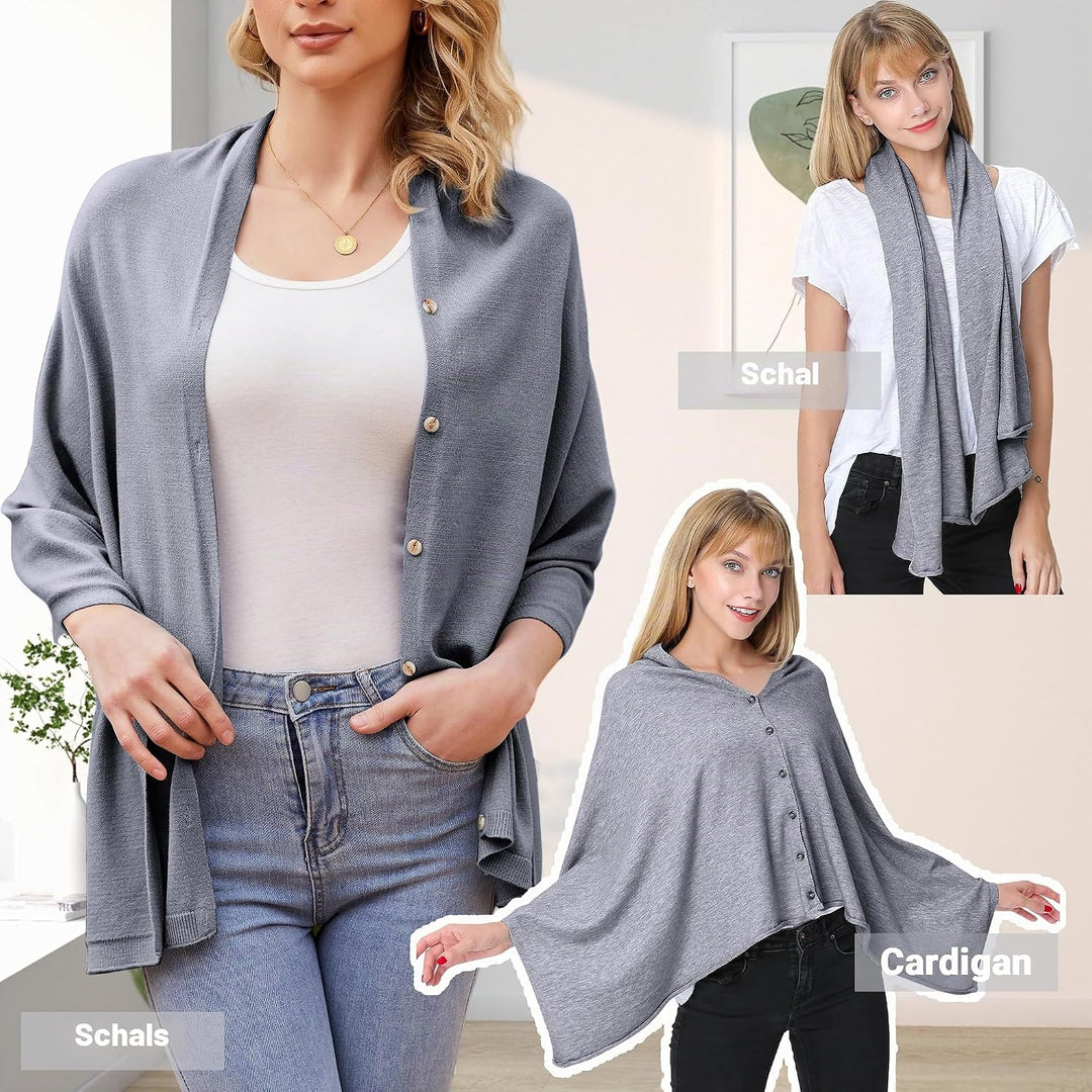 PULI Damen Schal Poncho Decke Cape Cardigan Kaschmir/Kaschmir Wickelschal Geschenk für Mutter Einhei