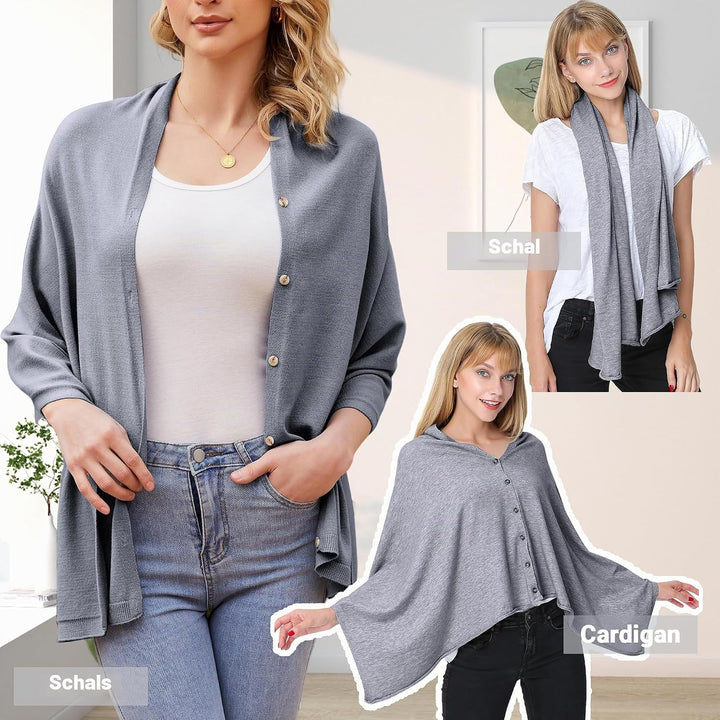 PULI Damen Schal Poncho Decke Cape Cardigan Kaschmir/Kaschmir Wickelschal Geschenk für Mutter Einhei