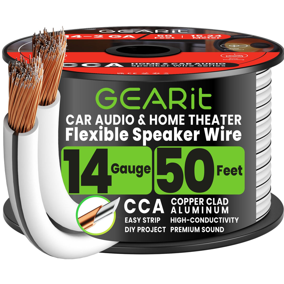 GearIT Pro Series 14 AWG Lautsprecherkabel (15,24 m), ideal für Heimkino-Lautsprecher und Autolautsp