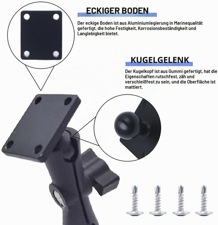 2 Stück 1 Zoll Handy Kugelverbindung mit Quadratischer Basis Kugelkopf Halterung Aluminium Handyhalt