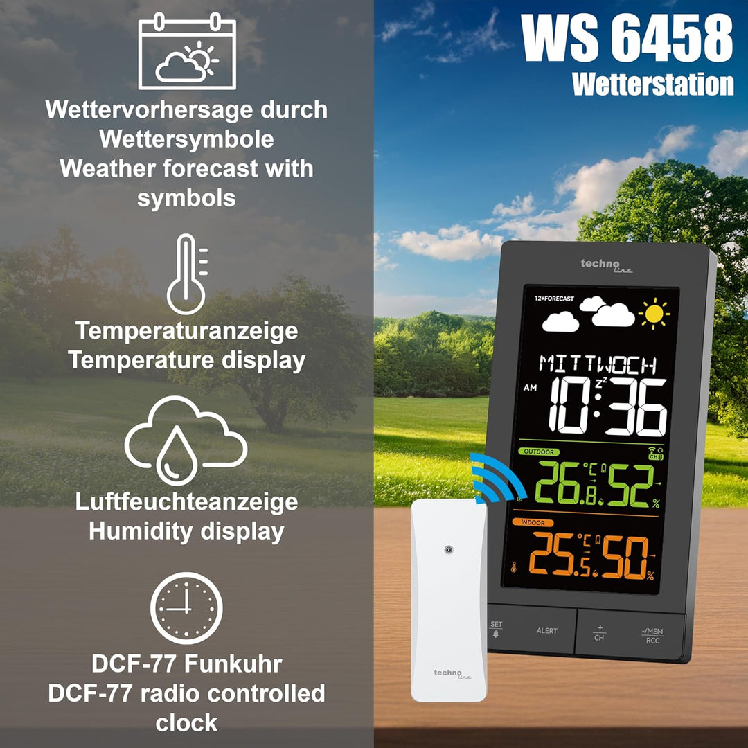 Funk - Wetterstation WS6458 mit Aussensender TX308, bis zu 3 Sender anlernbar, Innentemperatur, Auss