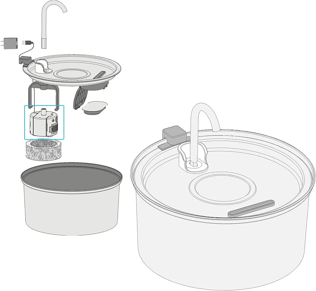 Ersatzpumpe für TOMXCUTE Katze Trinkbrunnen Super Leise, 5V, 1.5W, Pumpe