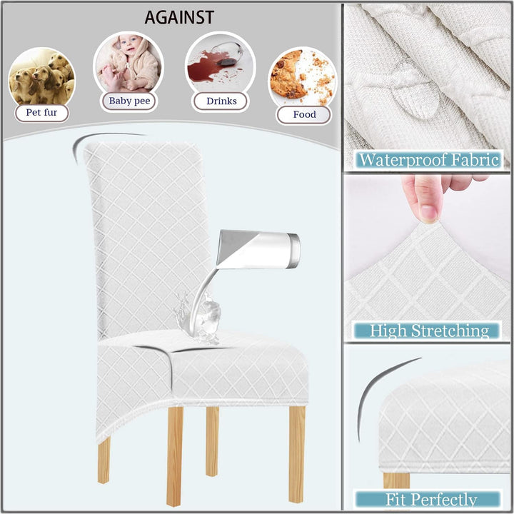 SHENGYIJING 1/2/4/6 PCS Diamond Lattice FStretch wasserdichte XL Stuhlhussen für Esszimmer, Spandex