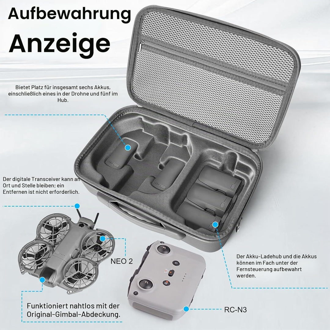 Tasche für DJI NEO 2, Tragbare PU Leder Tragetasche für DJI NEO 2 Fly More Combo Zubehör, Compatible