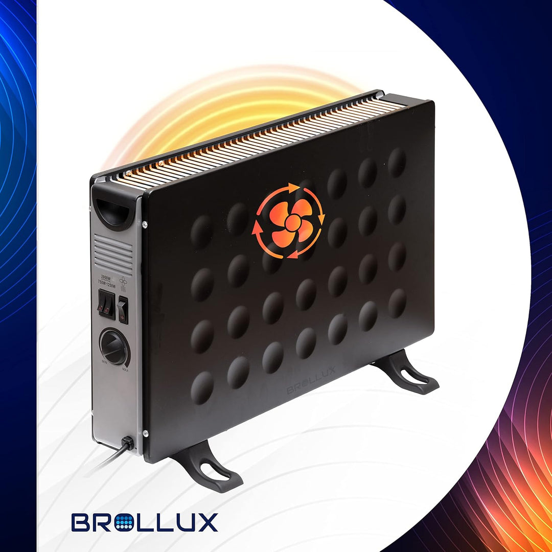 Brollux Elektroheizung 2000W mit Lüfter LUX8B mobiles Heizgerät Elektroheizkörper Konvektor Elektris