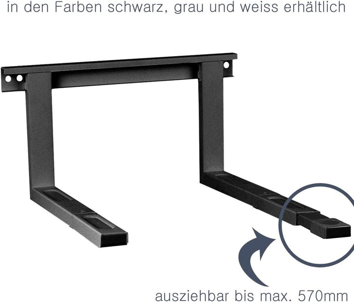 ARLI Mikrowellenhalterung grau/silber – Wandhalterung für Mikrowelle Grillofen bis 35 kg Ablage Mikr