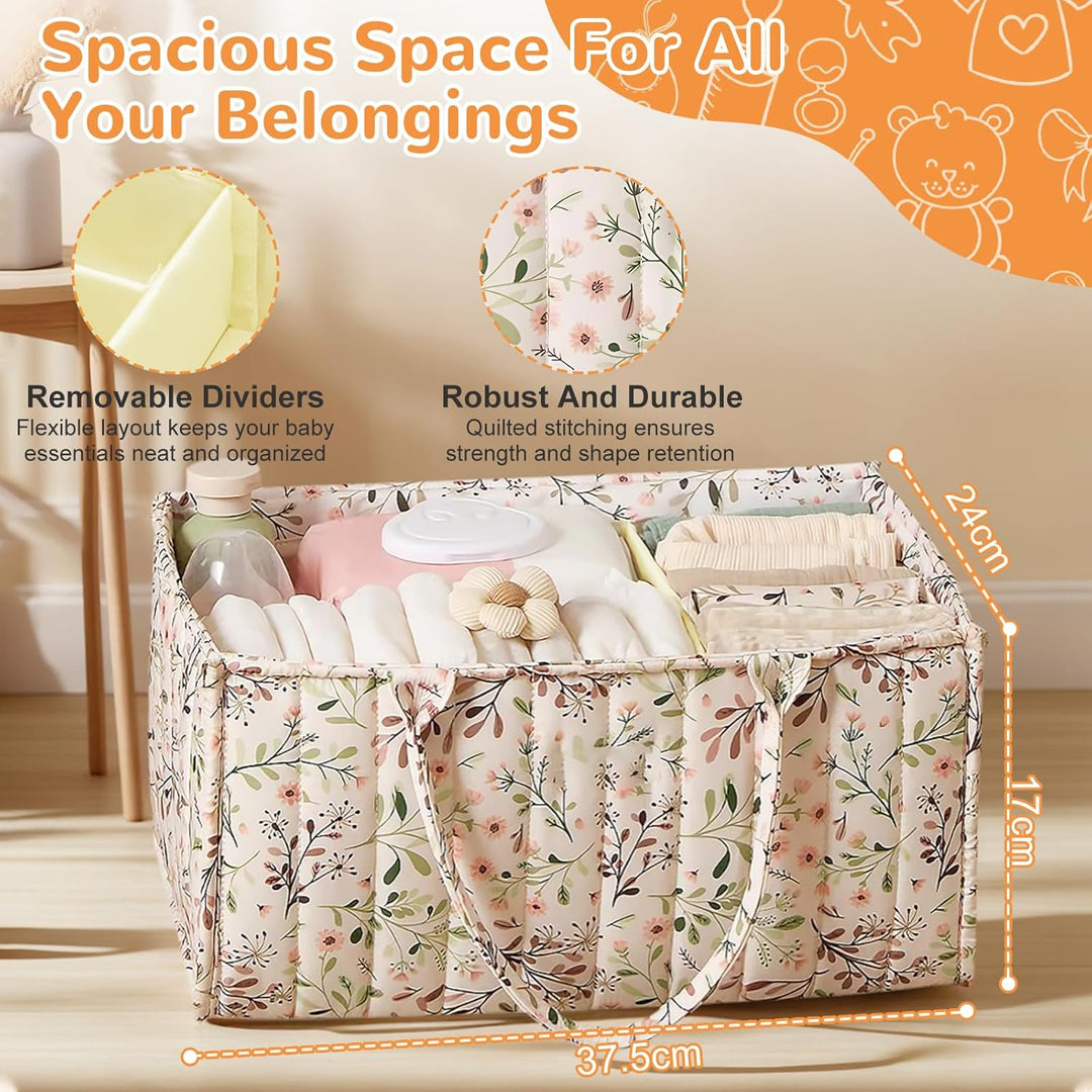 Wickeltasche Organizer, Wickeltisch Organizer, Diaper Bag mit Blumenmuster und Herausnehmbaren Fäche