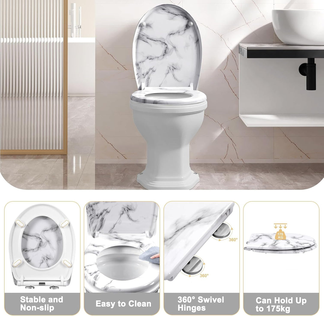 WOLTU Toilettendeckel, WC Sitz mit Absenkautomatik, Klodeckel Klobrille mit Quick-Release-Funktion,