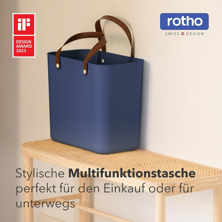 Rotho Albula 2er-Set Einkaufskorb, Kunststoff (PP recycelt), blau, 2 x 25l, (40 x 23,5 x 34 cm), 2,