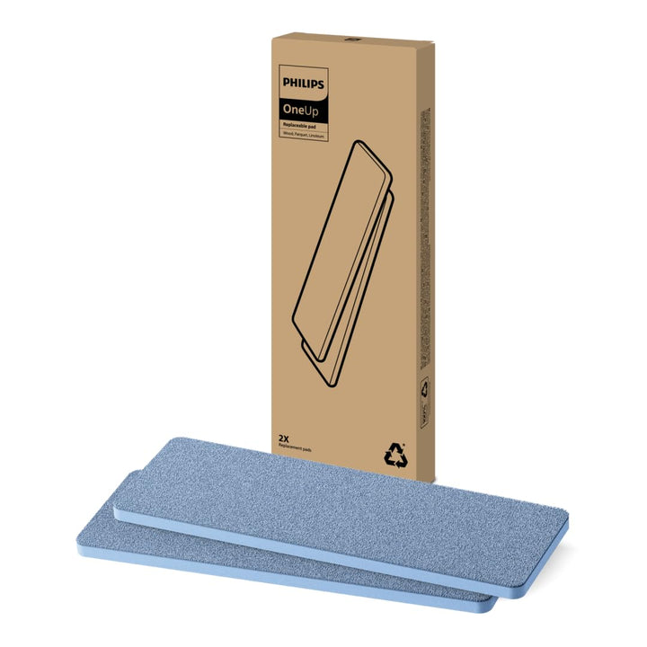 Philips OneUp Ersatzpad 2er Set für Holz, Parkett & Linoleum – Saugt Schmutzwasser auf & wischt mit