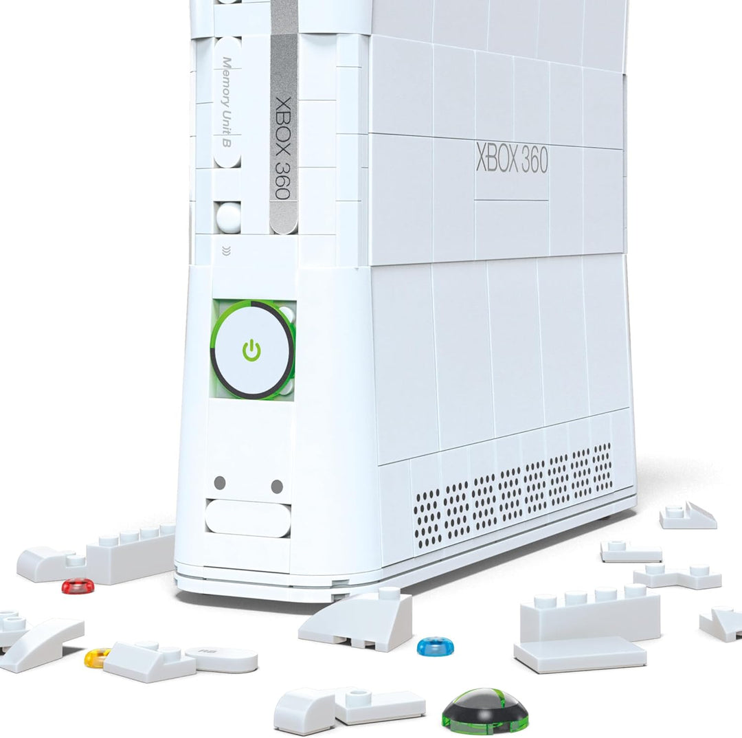 MEGA Microsoft Bauset zum Sammeln, Xbox 360 Modell zum Nachbauen mit 1342 Teilen, Controller und LED
