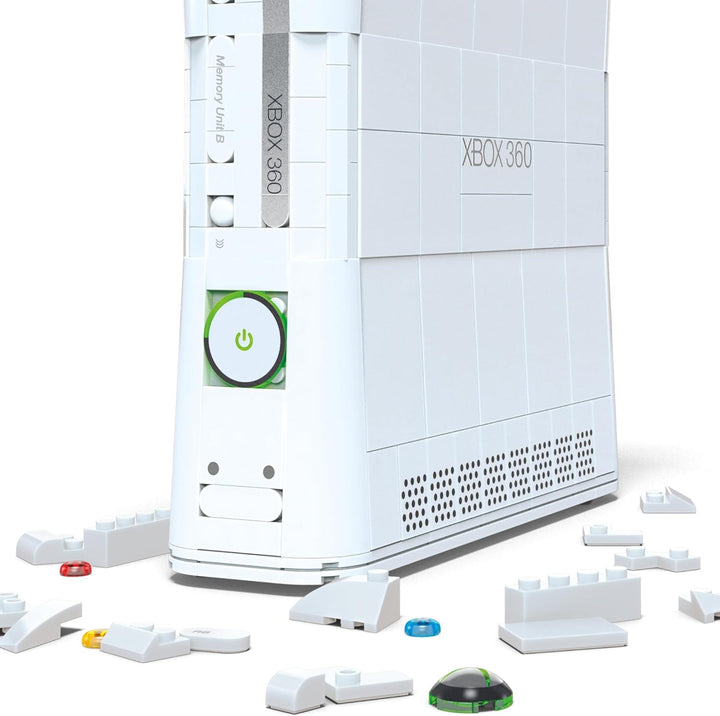 MEGA Microsoft Bauset zum Sammeln, Xbox 360 Modell zum Nachbauen mit 1342 Teilen, Controller und LED