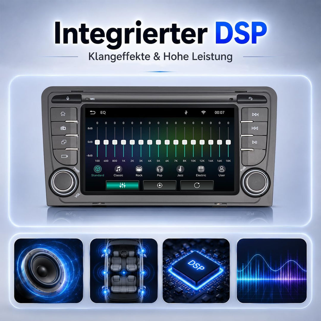 Linux Autoradio Blitzstart für Audi A3 S3 RS3 8P 2003-2012 Wireless CarPlay/Android Auto/Bluetooth/A