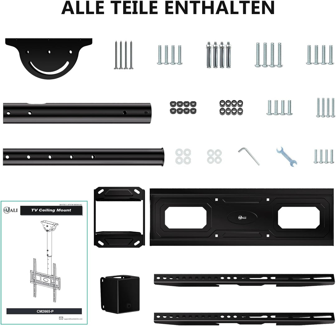 WALI TV-Deckenhalterung, voll beweglich, verstellbare TV-Halterung, passend für die meisten LED-, LC