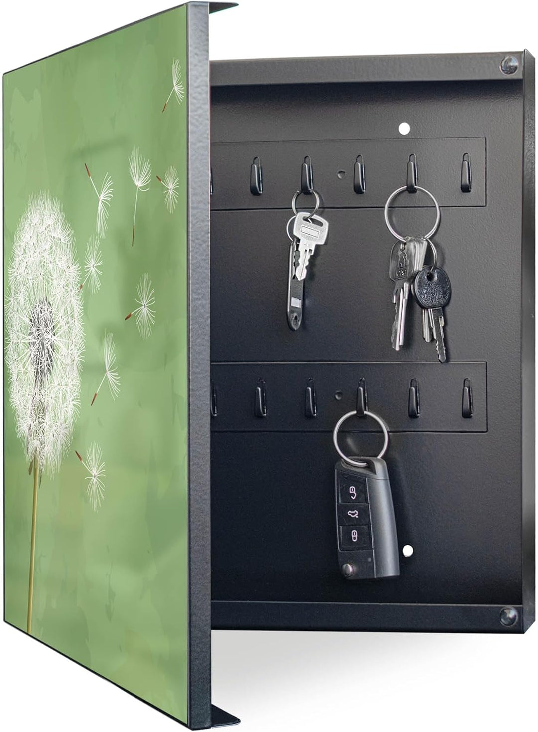 banjado Grosser Schlüsselkasten Metall - Schlüsselbox 30x30cm mit 32 Haken - Schlüsselkasten modern