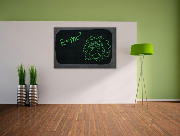 Albert Einstein schwarz/weiss Format: 100x70 auf Leinwand, XXL riesige Bilder fertig gerahmt mit Kei