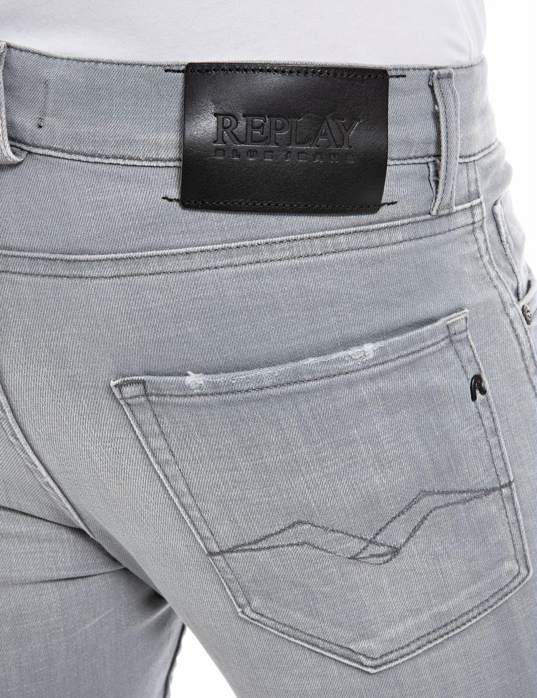 Replay Herren Jeans Mickym Slim-Fit 33W / 30L Light Grey 095, 33W / 30L Light Grey 095