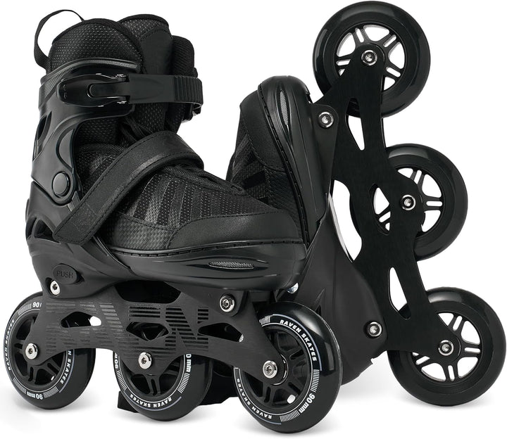 RAVEN Inline Skates Inliner für Kinder und Erwachsene OPTIONAL 2in1 mit Schlittschuhen verstellbar O