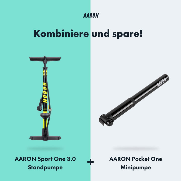 AARON Sport One Fahrrad Standpumpe mit Manometer für alle Ventile | Hochdruck Fahrradpumpe inkl. Bal