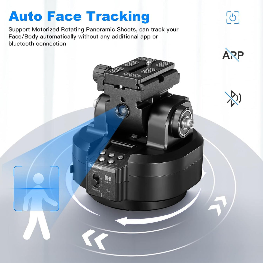 Soonpho M6 Auto Face Tracking Motorized Rotating Panoramic Tripod Head, AI Smart Face Body Tracking