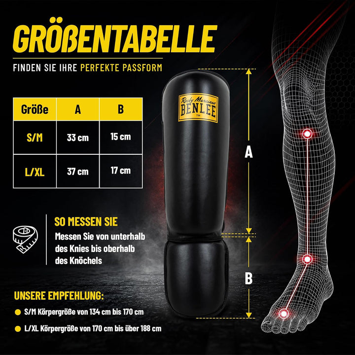 BENLEE Schienbeinschoner aus Kunstleder (1 Paar) Guardian Schwarz L-XL Single, Schwarz L-XL Single