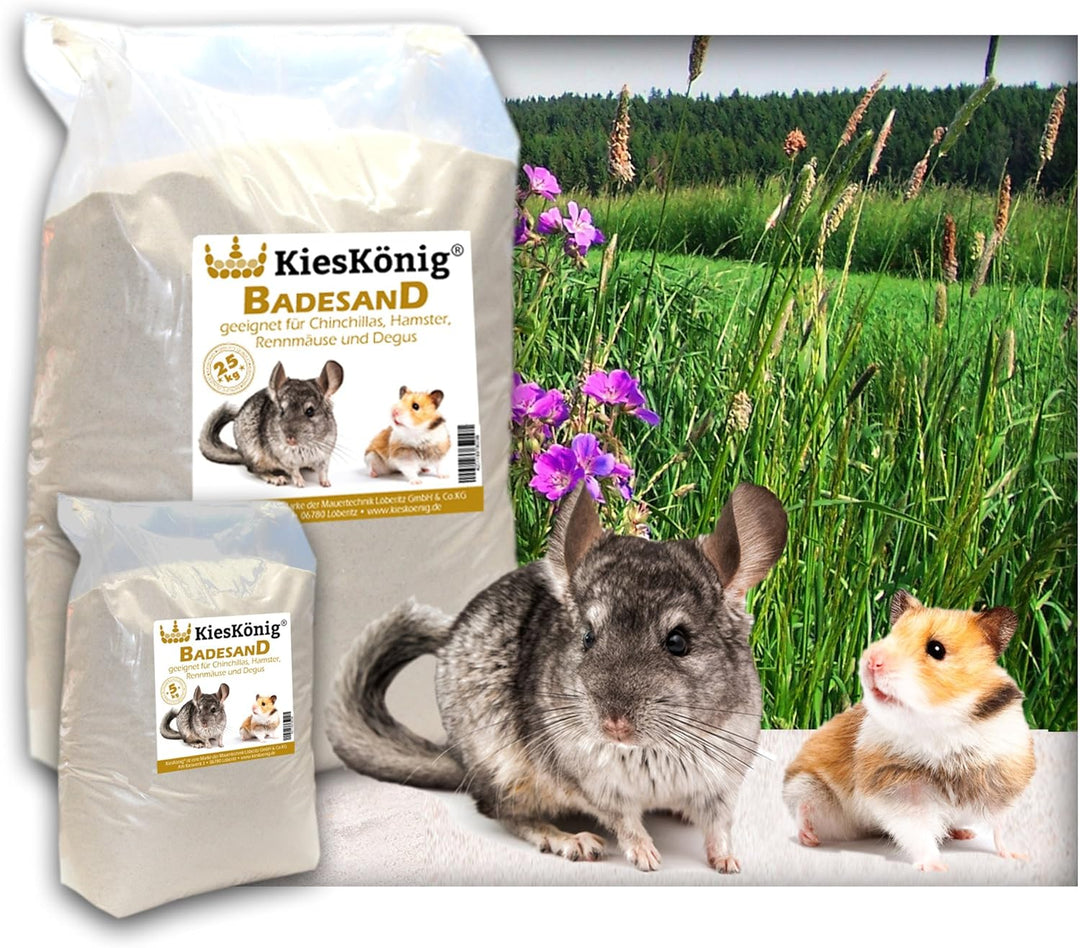Premium Badesand für Chinchillasand, Hamster, Rennmäuse und Degus - samtweiche abgerundete Körnung 2