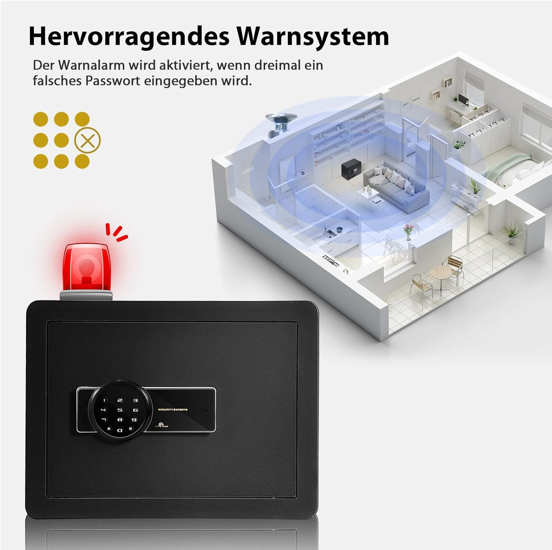 COSTWAY 31,5L Safe Tresor mit Zahlenschloss | 40 x 30 x 31 cm | inkl. 2 Notfallschlüssel | Wandtreso