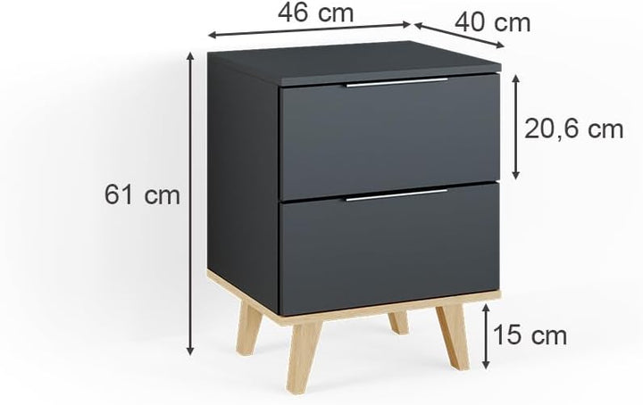 Vicco Sideboard Neptune, Anthrazit/Buche, 46 x 61 cm Klein, Klein