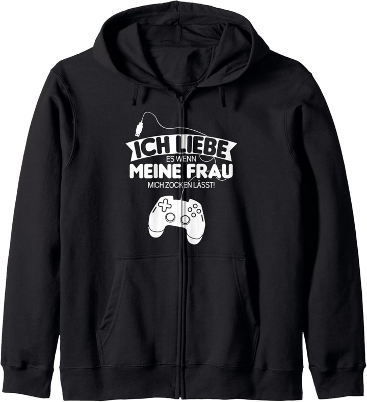 Ich liebe es wenn meine Frau mich zocken lässt Zockerin Kapuzenjacke