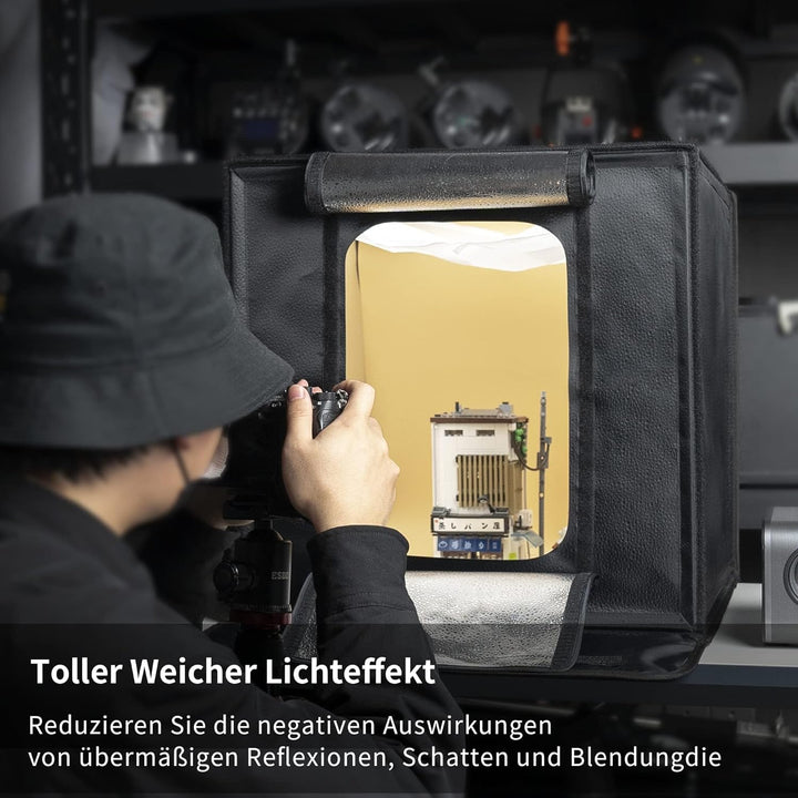 RALENO Fotostudio Set 50 x 50 x 50 cm professionelle superhelle Fotobox mit 50W 5500K einstellbarem